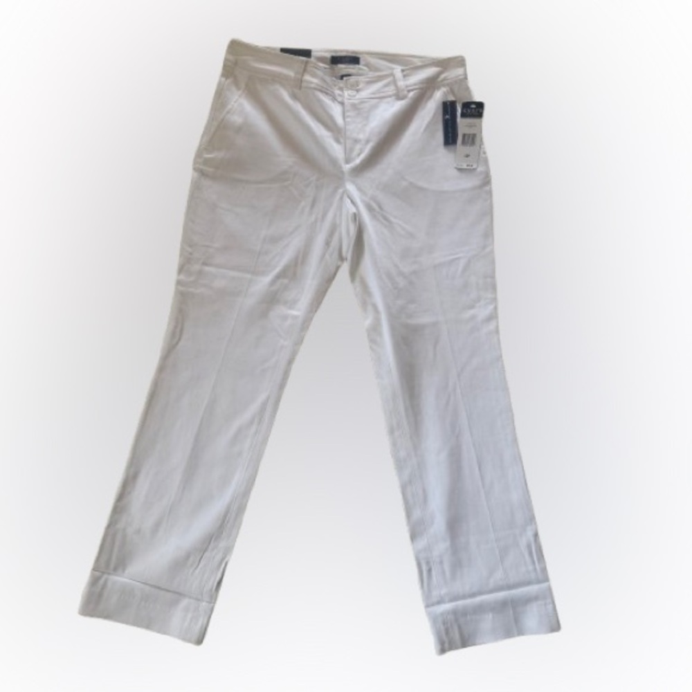 Chaps Womans  White Straight-Leg Cotton Chinos